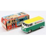 Tekno No. 405 Type 2 Volkswagen Van comprising a green & white body, with a yellow roof, with 'BP