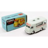 Corgi Toys, 407 Smiths Karrier Bantam mobile shop, pale blue body with red logo, smooth hubs, in the