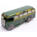 A Wells Brimtoy tinplate and clockwork Green Lines public transport bus comprising dark green and
