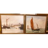 David Weston - Boats in harbour, oil on canvas, signed lower right; together with a companion