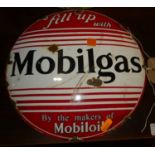 A circular enamel on metal convex sign for Mobilgas, dia.29.5cm