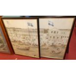 20th century Chinese school - Pair; Boating scenes, watercolour, each 102 x 75cm