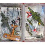 Two trays containing a collection of various loose Corgi Aviation Archive and similar diecast