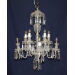 A mid-20th century Waterford cut crystal ten-light electrolier, arranged as two rows of five