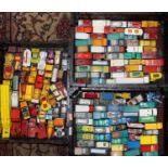 Three trays of mixed playworn Lesney, Superfast and Husky diecast miniatures