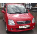 A 2001 Vauxhall Agila 5-door hatchback, registration No. Y162 RDX, 1200cc, in red, mileage at last