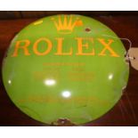 A circular convex enamel on metal sign for Rolex, dia.30cm