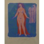 Ernst Fuchs (1930-2015) - Naked Woman with Eagle, lithograph printed in colours, signed to the lower