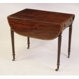 A Sheraton Revival mahogany and satinwood crossbanded Pembroke table, having single end frieze