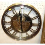 A contemporary brushed metal skeletal wall clock, titled Kensington, dia. 52.5cm