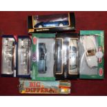 One box of mixed 1/18 tinplate and diecast model ships to include a Britains Collectable Austin