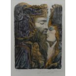 Ernst Fuchs (1930-2015) - David and Bathsheba, lithograph printed in colours, signed and numbered in