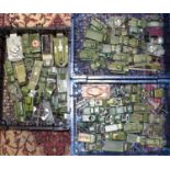 Three trays of mixed playworn military models to include Dinky Toys