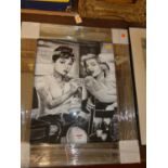 Audrey & Marilyn, heightened monochrome print in mirror frame, full dimensions 66 x 56cm