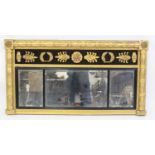 A Victorian giltwood and composition overmantel mirror, the frieze decorated with Yorkshire rose and