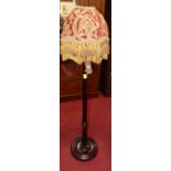 A reproduction mahogany standard lamp, with shade, overall h.156cm