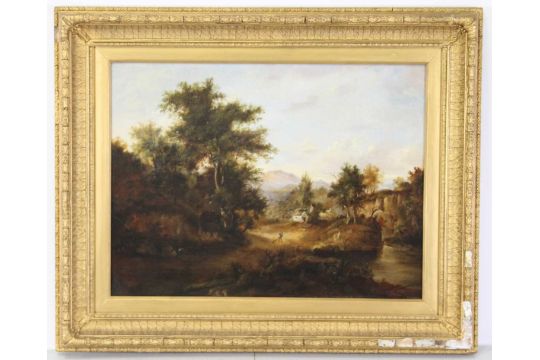 Helen ****mall (XIX) - Extensive river landscape with smallholding, oil on canvas (re-lined), - Image 2 of 8