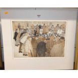 Dorothea M. Patterson (b.1932) - Cattle market, Leyburn, lithograph, signed, titled and numbered