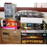 A large collection of mixed children's puzzles, board games and action figures to include Game of