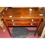 An Edwardian mahogany and satinwood inlaid two drawer side table, w.81.5cm