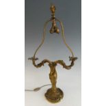 Eugène Lelievre (1856-1945) - a large circa 1900 Rococo Revival gilt bronze table lamp, the twin