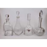 A Dartington glass decanter of shouldered cylindrical form with a slender neck and stopper, h. 26cm,