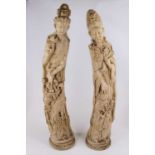 A pair of Chinese style simulated ivory composite figures, in the form of a lady and gentleman, h.