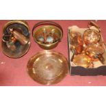 A collection of 19th century and later copper metalware, to include a coal scuttle, dishes,