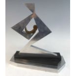 Gordon Allen - a contemporary abstract aluminium and bronze sculpture, untitled, raised on