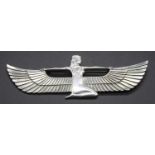 An Art Deco style white metal 'wings' brooch, w.11cm
