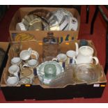 Two boxes of glass and ceramics to include Royal Worcester Evesham pattern