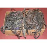 Two boxes of horse tack