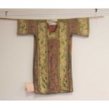 An 18th century catholic priest's Dalmatic made from ladies dress silks from Lyons in yellow silk