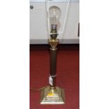 A brass Corinthian column table lamp with shade, h.60cm (including shade)