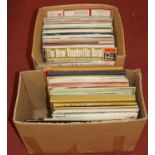Two boxes of vintage vinyl 12" records, to include Jim Reeves; Have I told you lately that I love