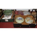 Three boxes of glassware and ceramics to include Royal Doulton crystal