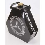 A black painted Mercedes Benz petrol can, height 32cm