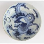 A Chinese late Qianlong period (1736-1795) stoneware dish, of shallow circular form, underglaze