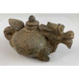 A Chinese provincial earthenware dragon design water pot, modelled as a later copy of a Six-