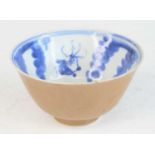 A Chinese late Kangxi period (1662-1722) 'Batavian Ware' Café-au-lait porcelain bowl, the interior
