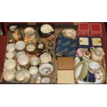 Two boxes of miscellaneous items, to include Royal Doulton character jug Monty D6202, The Bowls