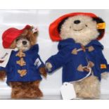 A Steiff mohair Paddington Bear figure with button to ear with white label and tag, in original box,