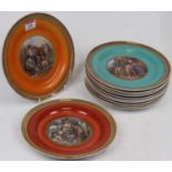A set of 12 Victorian Prattware plates, each decorated to the centre with various scenes to