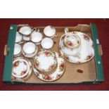 A Royal Albert six-place setting tea service in the Old Country Rose pattern