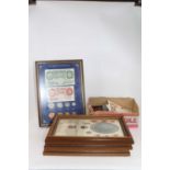 A framed set of Great Britain pre-decimal currency to include Bank of England one pound note, ten-
