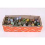 A collection of assorted glass marbles