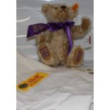 A Steiff mohair Queen Elizabeth II commemorative bear with button to ear and yellow label, No.