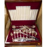 A canteen of silver plated Queens pattern cutlery by K Bright Ltd of Sheffield, canteen 41cm