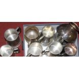 A small quantity of pewter tankards