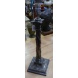 A neo-classical style silver plated table lamp, having a Corinthian capital to a tapering column and